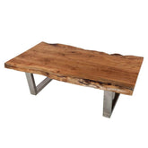 Acacia Wood & Steel Rustic Live Edge Coffee Table Natural